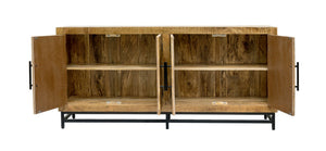 HomeRoots 78" Natural Distressed Solid Wood Sideboard - Rustic Charm Meets Modern Storage for Any Room 606312