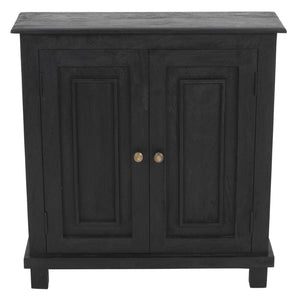 HomeRoots 34" Black Distressed Solid Wood Sideboard - Versatile Console with Storage & Rustic Charm for Any Room 606313