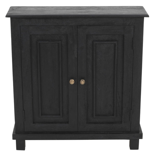 HomeRoots 34" Black Distressed Solid Wood Sideboard - Versatile Console with Storage & Rustic Charm for Any Room 606313
