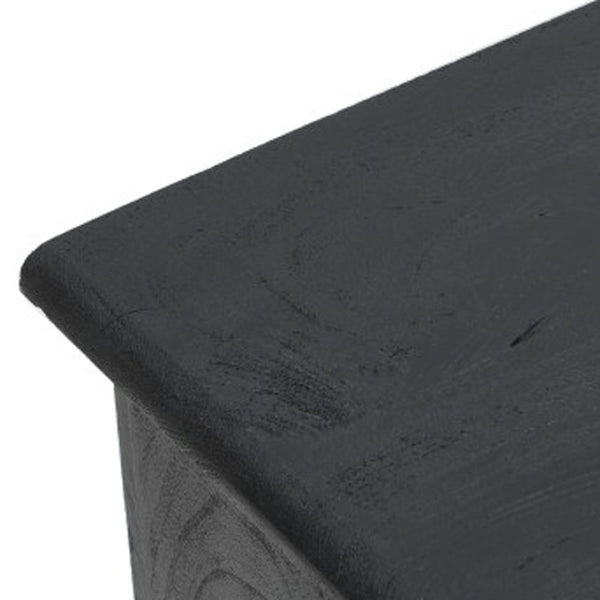 HomeRoots 34" Black Distressed Solid Wood Sideboard - Versatile Console with Storage & Rustic Charm for Any Room 606313