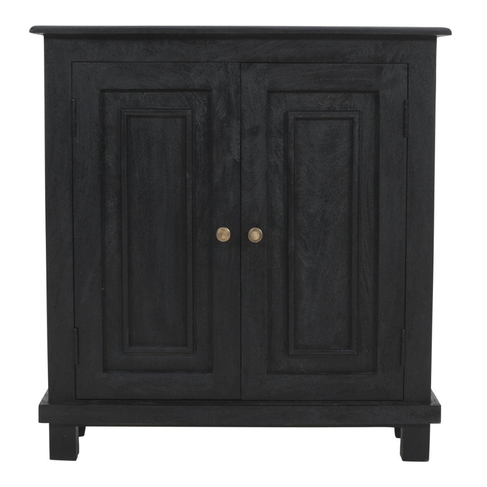 HomeRoots 34" Black Distressed Solid Wood Sideboard - Versatile Console with Storage & Rustic Charm for Any Room 606313