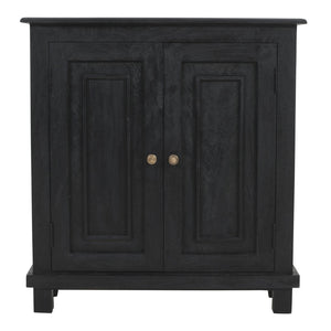 HomeRoots 34" Black Distressed Solid Wood Sideboard - Versatile Console with Storage & Rustic Charm for Any Room 606313