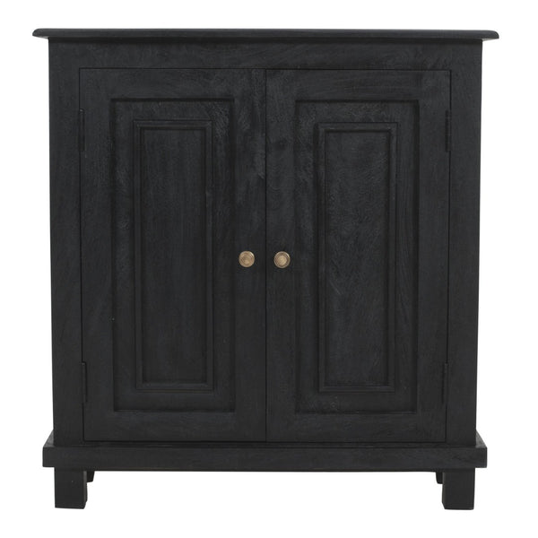 HomeRoots 34" Black Distressed Solid Wood Sideboard - Versatile Console with Storage & Rustic Charm for Any Room 606313