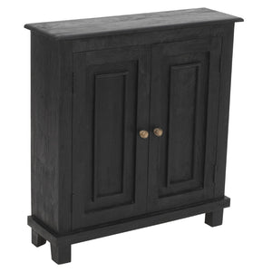 HomeRoots 34" Black Distressed Solid Wood Sideboard - Versatile Console with Storage & Rustic Charm for Any Room 606313