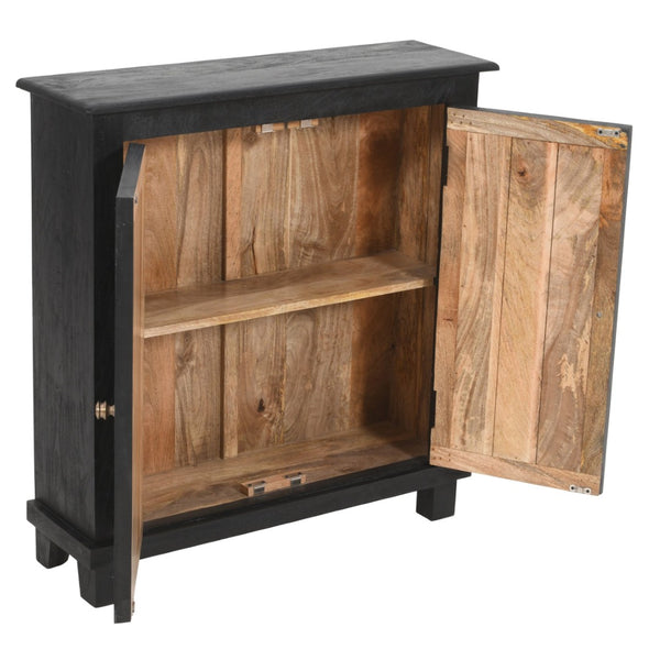 HomeRoots 34" Black Distressed Solid Wood Sideboard - Versatile Console with Storage & Rustic Charm for Any Room 606313