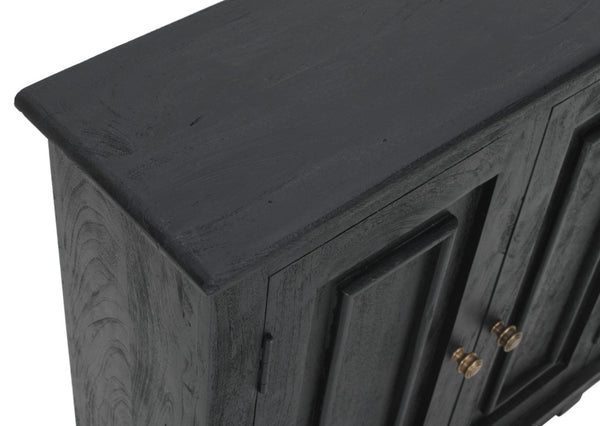 HomeRoots 34" Black Distressed Solid Wood Sideboard - Versatile Console with Storage & Rustic Charm for Any Room 606313