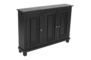 HomeRoots 51" Black Distressed Solid Wood Sideboard with Stylish Bronze Hardware and Ample Storage Space 606314