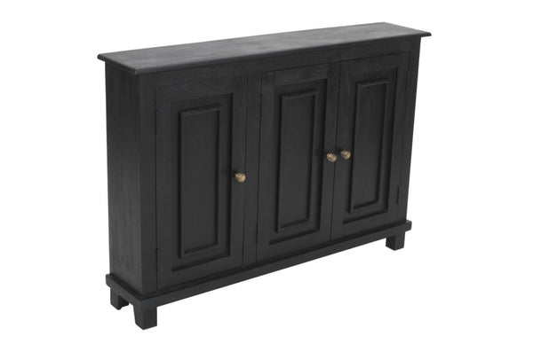 HomeRoots 51" Black Distressed Solid Wood Sideboard with Stylish Bronze Hardware and Ample Storage Space 606314