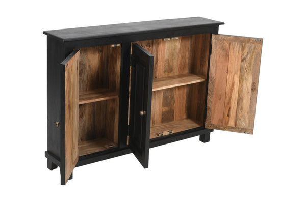 HomeRoots 51" Black Distressed Solid Wood Sideboard with Stylish Bronze Hardware and Ample Storage Space 606314