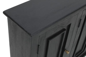 HomeRoots 51" Black Distressed Solid Wood Sideboard with Stylish Bronze Hardware and Ample Storage Space 606314