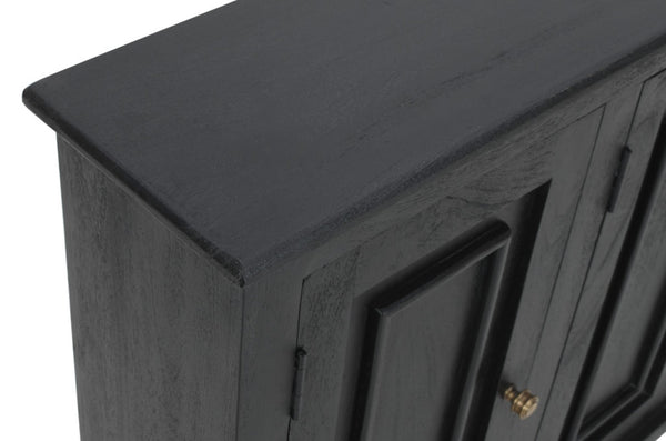 HomeRoots 51" Black Distressed Solid Wood Sideboard with Stylish Bronze Hardware and Ample Storage Space 606314