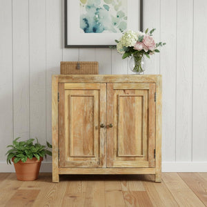 HomeRoots 36" Natural Distressed Solid Wood Sideboard - Stylish Storage Solution for Any Room Decor! 606316