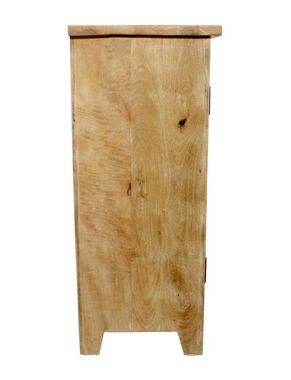 HomeRoots 60" Natural Distressed Solid Wood Sideboard - Coastal-Inspired Storage with Elegant Brass Hardware 606318