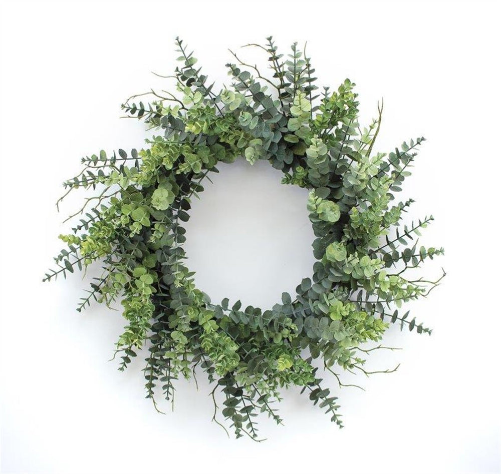 HomeRoots 9" Green Artificial Eucalyptus Wall Hanging - Lifelike, Low-Maintenance Decor for Any Space 606345