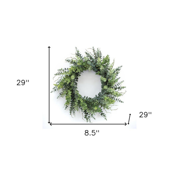 HomeRoots 9" Green Artificial Eucalyptus Wall Hanging - Lifelike, Low-Maintenance Decor for Any Space 606345