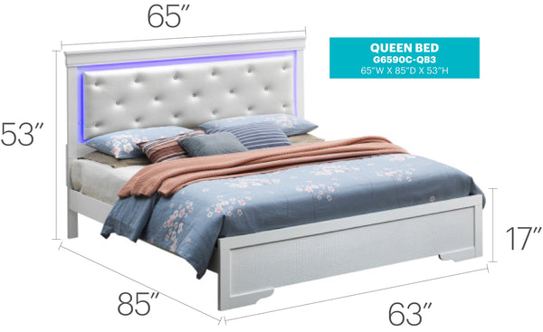 English Elm Elegant Silver Champagne Queen Bed with Transitional Design, Durable Particle Board, 53"H x 63"W x 85"D B078S00532