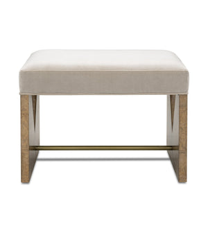 Basset Mirror Laurent Accent Stool - Elegant V-cut Design With Brass Crossbar, Stylish Upholstered Comfort Piece Brown Rubberwood,Plywood,Ash Burl Veneer,Velvet Upholstery 6064-lr-101