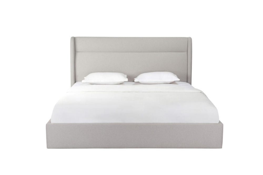 HomeRoots Gray Tufted Linen Blend King Bed Frame - Modern Upholstered Platform with Cozy Comfort & Style 606416