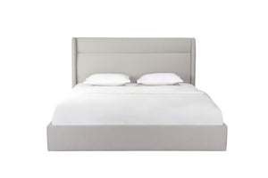 HomeRoots Gray Tufted Linen Blend King Bed Frame - Modern Upholstered Platform with Cozy Comfort & Style 606416
