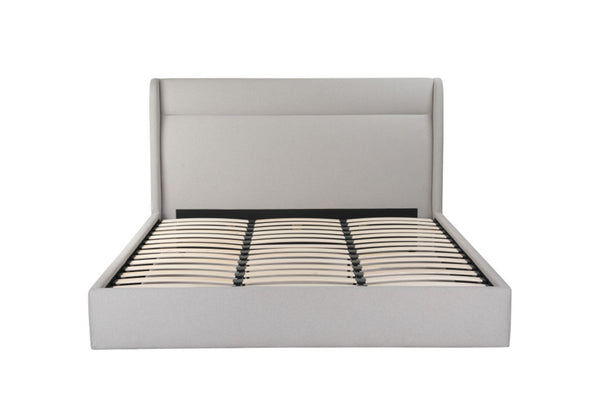 HomeRoots Gray Tufted Linen Blend King Bed Frame - Modern Upholstered Platform with Cozy Comfort & Style 606416