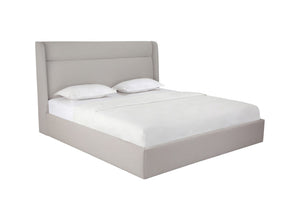 HomeRoots Gray Tufted Linen Blend King Bed Frame - Modern Upholstered Platform with Cozy Comfort & Style 606416