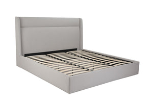 HomeRoots Gray Tufted Linen Blend King Bed Frame - Modern Upholstered Platform with Cozy Comfort & Style 606416