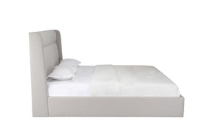 HomeRoots Gray Tufted Linen Blend King Bed Frame - Modern Upholstered Platform with Cozy Comfort & Style 606416