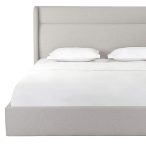 HomeRoots Gray Tufted Linen Blend King Bed Frame - Modern Upholstered Platform with Cozy Comfort & Style 606416
