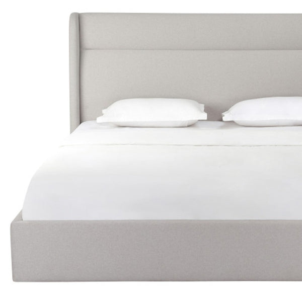 HomeRoots Gray Tufted Linen Blend King Bed Frame - Modern Upholstered Platform with Cozy Comfort & Style 606416