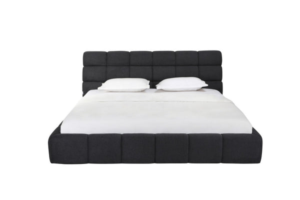 HomeRoots Dark Gray Tufted Linen Blend King Bed Frame – Stylish Upholstered Platform for Modern Comfort & Durability 606417