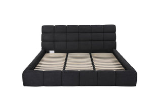 HomeRoots Dark Gray Tufted Linen Blend King Bed Frame – Stylish Upholstered Platform for Modern Comfort & Durability 606417
