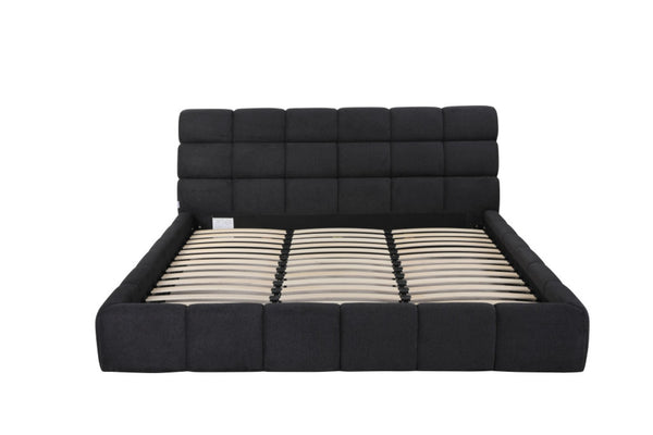 HomeRoots Dark Gray Tufted Linen Blend King Bed Frame – Stylish Upholstered Platform for Modern Comfort & Durability 606417