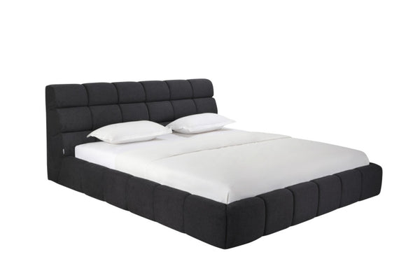 HomeRoots Dark Gray Tufted Linen Blend King Bed Frame – Stylish Upholstered Platform for Modern Comfort & Durability 606417