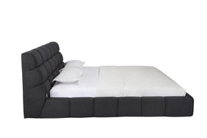 HomeRoots Dark Gray Tufted Linen Blend King Bed Frame – Stylish Upholstered Platform for Modern Comfort & Durability 606417