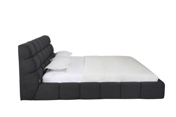 HomeRoots Dark Gray Tufted Linen Blend King Bed Frame – Stylish Upholstered Platform for Modern Comfort & Durability 606417