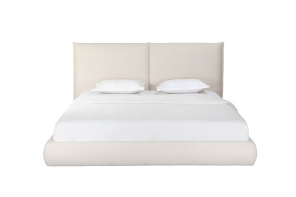 HomeRoots Beige Boucle King Bed Frame - Chic Upholstered Design for Modern Bedrooms, Durable & Stylish Comfort 606418