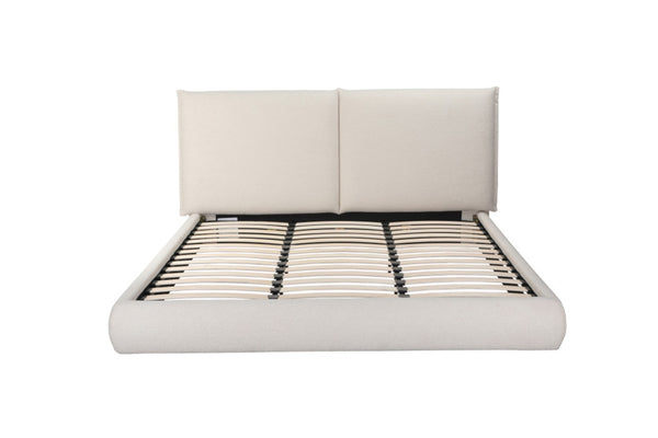 HomeRoots Beige Boucle King Bed Frame - Chic Upholstered Design for Modern Bedrooms, Durable & Stylish Comfort 606418