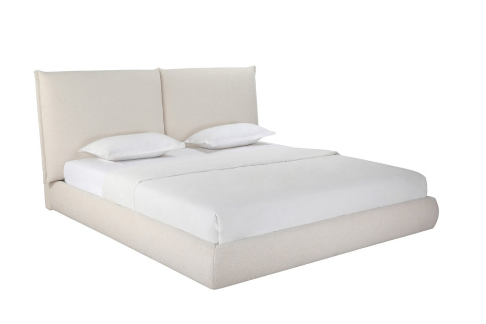 HomeRoots Beige Boucle King Bed Frame - Chic Upholstered Design for Modern Bedrooms, Durable & Stylish Comfort 606418