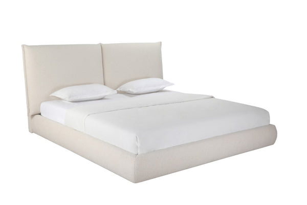 HomeRoots Beige Boucle King Bed Frame - Chic Upholstered Design for Modern Bedrooms, Durable & Stylish Comfort 606418