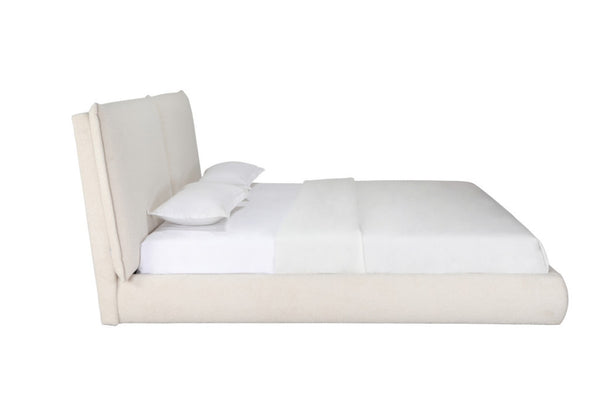 HomeRoots Beige Boucle King Bed Frame - Chic Upholstered Design for Modern Bedrooms, Durable & Stylish Comfort 606418