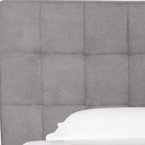 HomeRoots Gray Tufted Linen Blend King Bed Frame - Stylish Upholstered Platform Design for Modern Bedrooms 606419