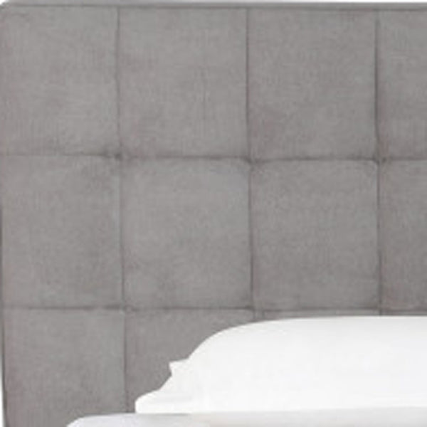 HomeRoots Gray Tufted Linen Blend King Bed Frame - Stylish Upholstered Platform Design for Modern Bedrooms 606419