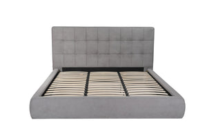 HomeRoots Gray Tufted Linen Blend King Bed Frame - Stylish Upholstered Platform Design for Modern Bedrooms 606419