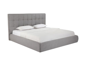 HomeRoots Gray Tufted Linen Blend King Bed Frame - Stylish Upholstered Platform Design for Modern Bedrooms 606419