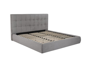 HomeRoots Gray Tufted Linen Blend King Bed Frame - Stylish Upholstered Platform Design for Modern Bedrooms 606419