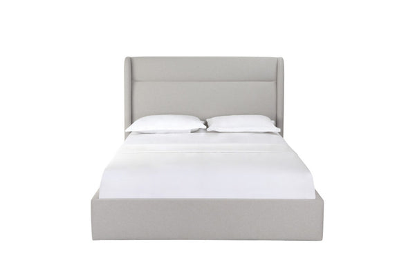 HomeRoots Gray Fabric Upholstered Queen Bed Frame - Contemporary Design, Durable Comfort & Stylish Retreat 606421