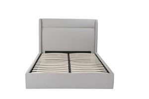 HomeRoots Gray Fabric Upholstered Queen Bed Frame - Contemporary Design, Durable Comfort & Stylish Retreat 606421