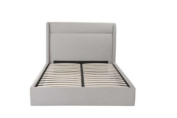 HomeRoots Gray Fabric Upholstered Queen Bed Frame - Contemporary Design, Durable Comfort & Stylish Retreat 606421