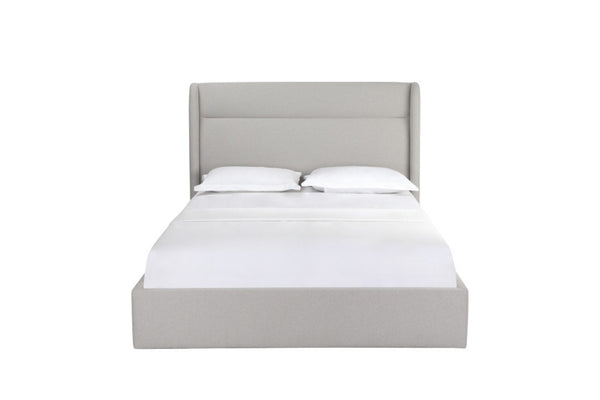 HomeRoots Gray Fabric Upholstered Queen Bed Frame - Contemporary Design, Durable Comfort & Stylish Retreat 606421