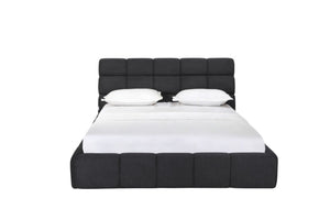 HomeRoots Dark Gray Tufted Linen Blend Upholstered Queen Bed Frame - Elegant, Durable Design for Modern Bedrooms 606423